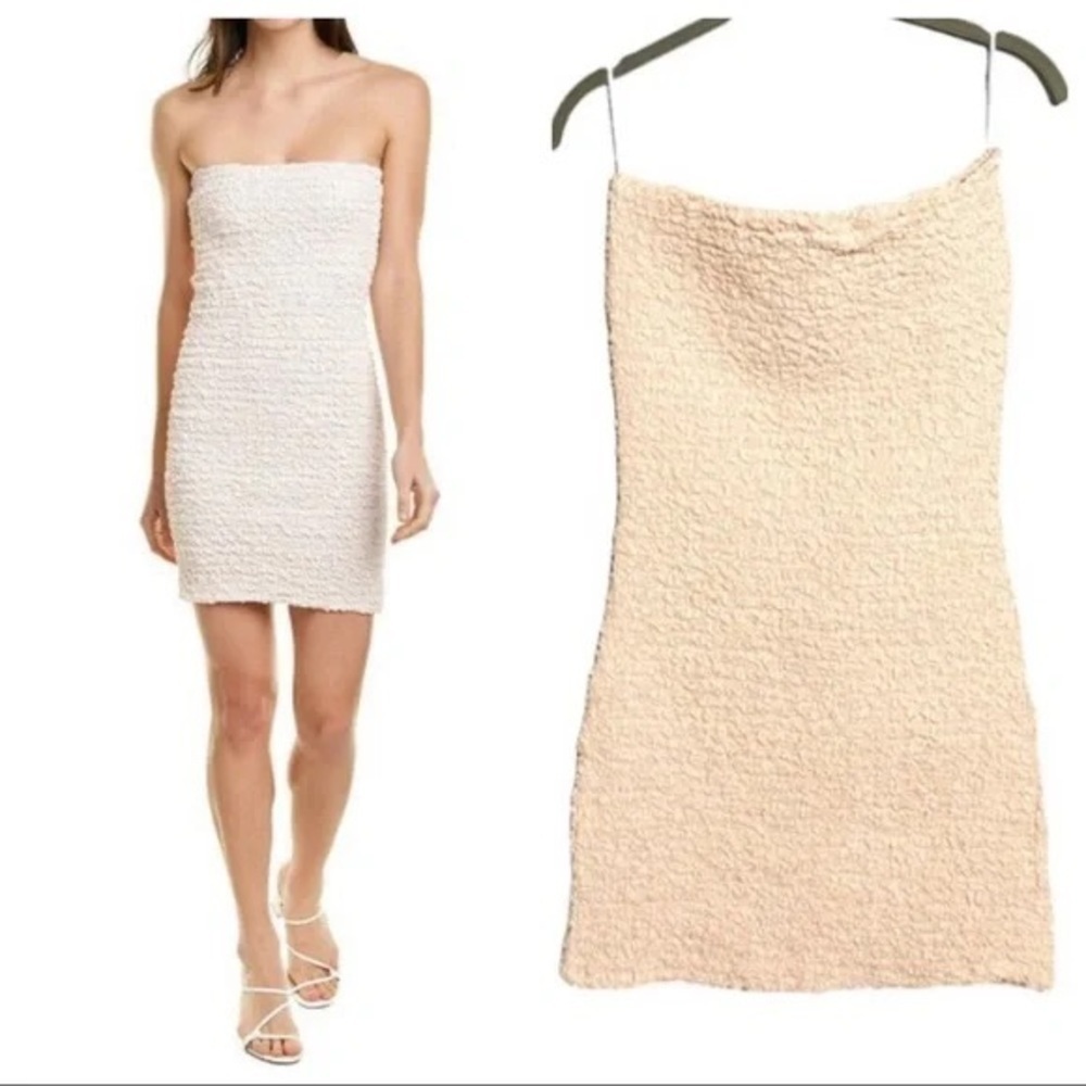 Revolve Petersyn Nora Mini Dress Y2K Smocked Strapless Dress Melon